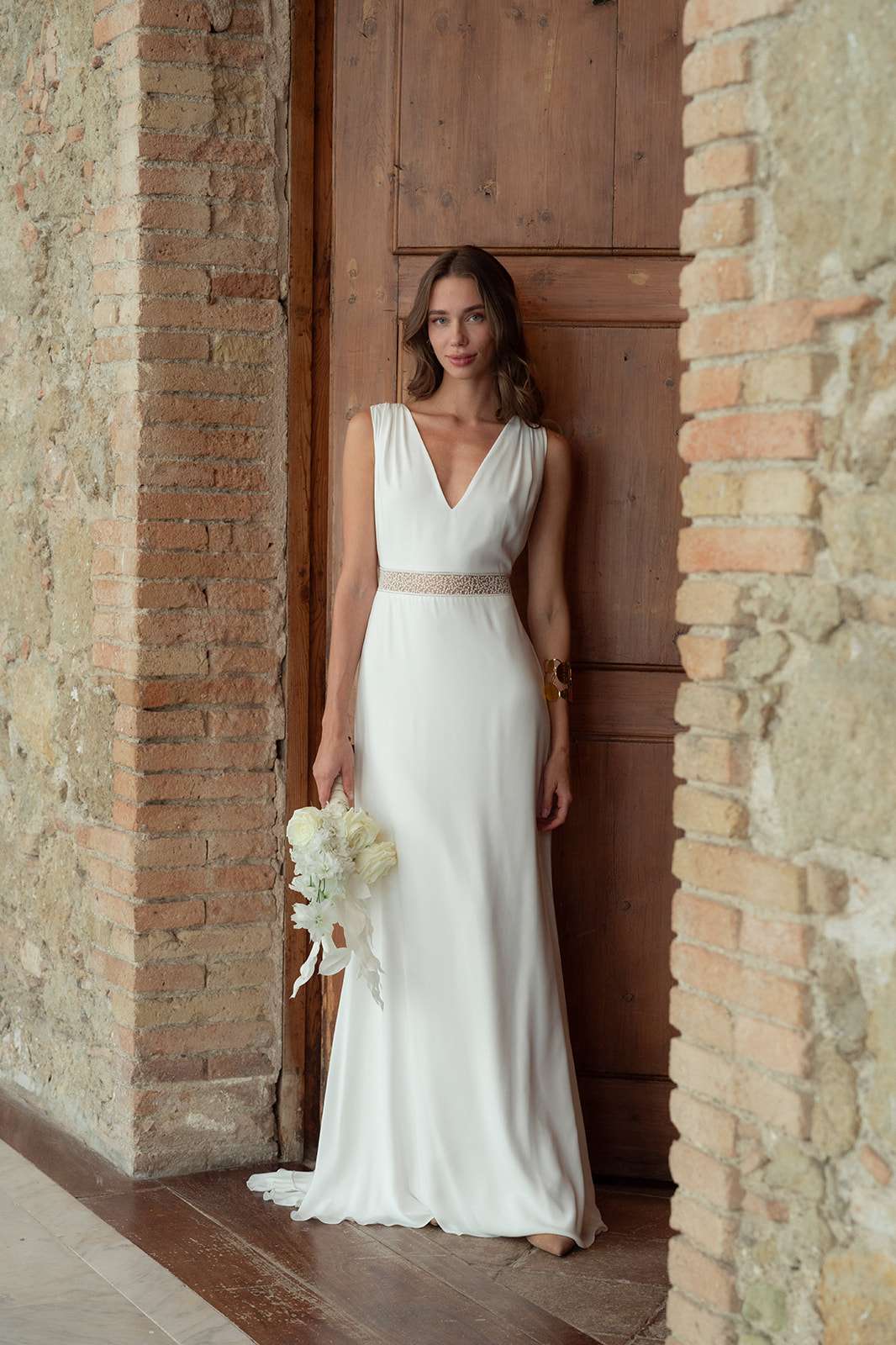 Vestido corte A con corpiño de encaje